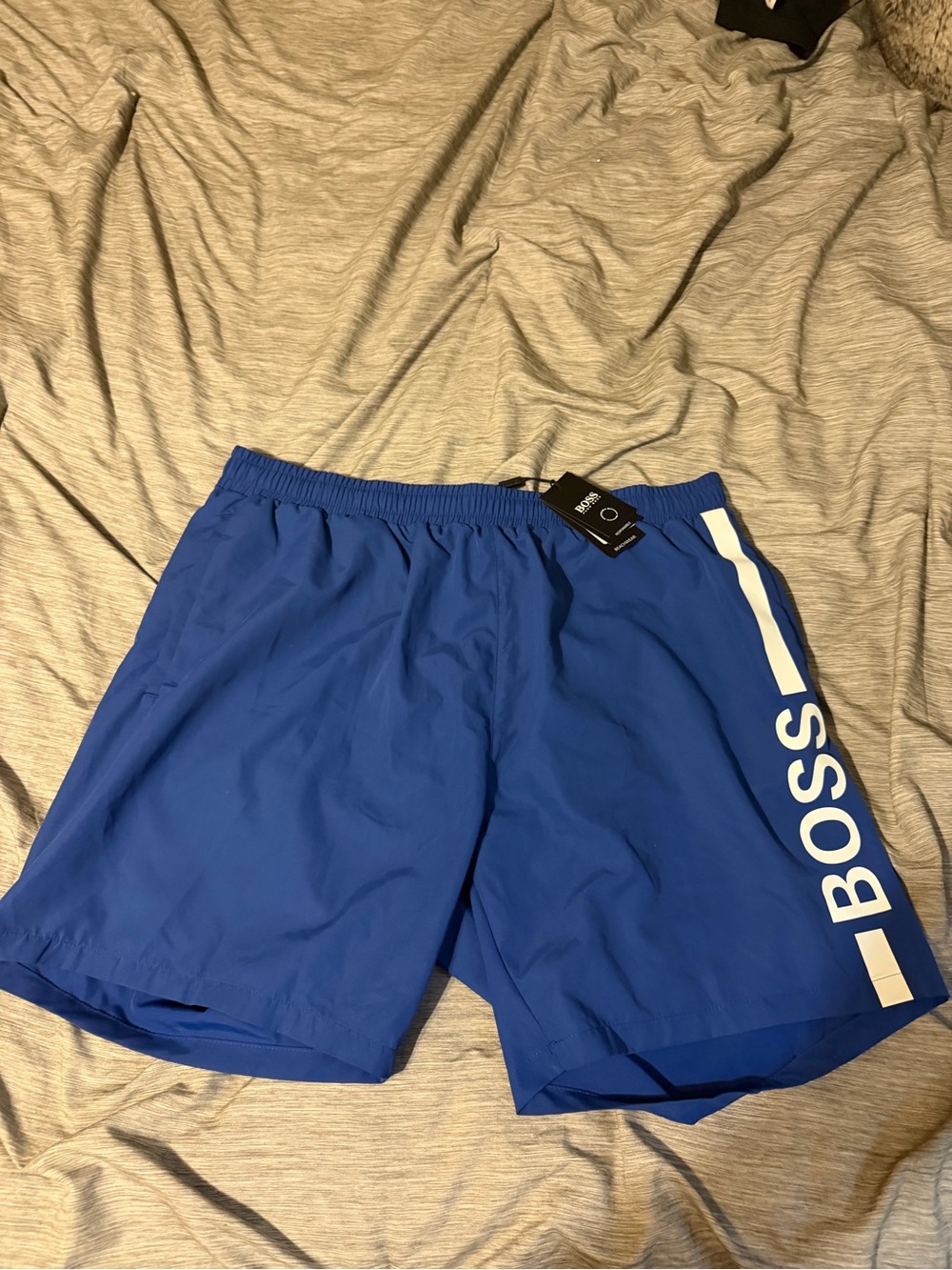 Boss Blue Men's Swim Trunks with White Logo